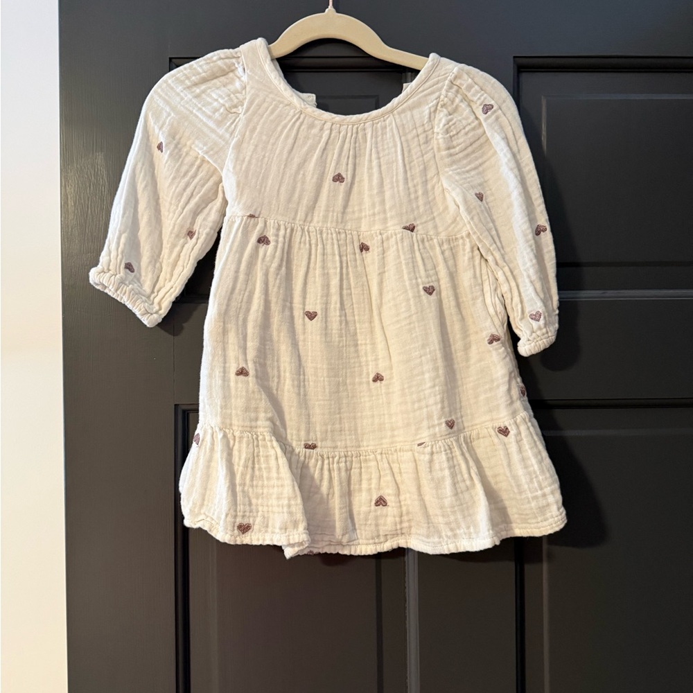 Cream Girls' Purple Heart Dress